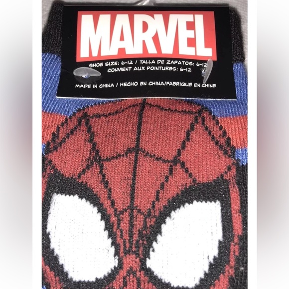 Spider-Man Crew Socks 2 Pair Men 6-12 Blue Red w Logo NEW! Marvel Avengers Venom - Picture 2 of 8